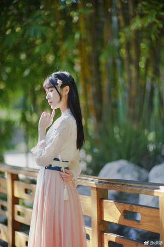 徐娇晒汉服写真 素雅大气诠释古典温婉